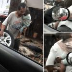 Loving single father multitasks between tending to daughter while working