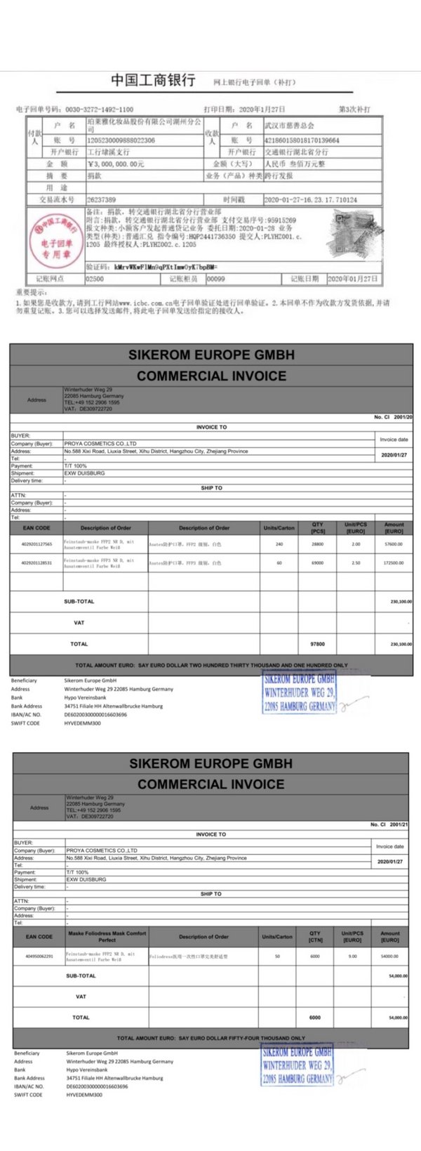 Certificate of Proya’s donation