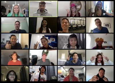Awesome OS working from home on a video call.
