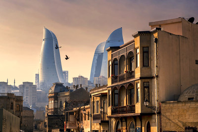 Baku, Icherisheher Old City and Flame Towers, Azerbaijan