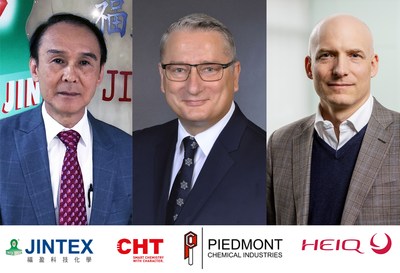 David Juang (Jintex), Ralf Kattanek (CHT) and Carlo Centonze (HeiQ), (image provided by HeiQ)