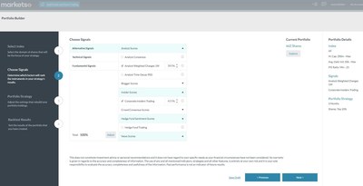 Step 2: Choose Signals – determine which factors will be used to select the instruments in your strategy, from technical, fundamental and sentiment indicators.