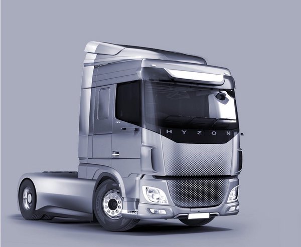 Rendering of the HYZON Motors Class 8 hydrogen fuel-cell truck Rendering of the HYZON Motors Class 8 hydrogen fuel-cell truck