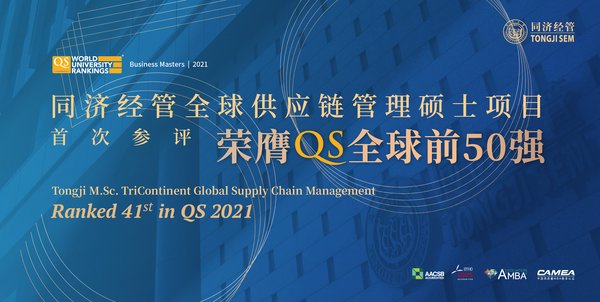 Tongji M.Sc. TriContinent Global Supply Chain Management Ranked 41st in QS 2021