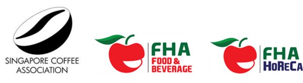 Singapore Coffee Association, FHA-Food & Beverage and FHA-HoReCa logos Singapore Coffee Association, FHA-Food & Beverage and FHA-HoReCa logos