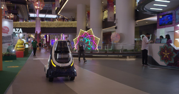 Certis Outdoor Security Robot, Oscar conducting patrols at Our Tampines Hub, Singapore