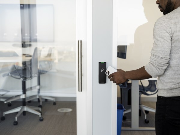 Entrance doors will be opened via a user’s mobile device rather than keycards Entrance doors will be opened via a user’s mobile device rather than keycards
