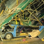 Overhead bridge under construction collapses, two dead, three seriously injured
