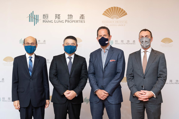 (From left to right) Mr. Norman Chan, Executive Director of Hang Lung Properties; Mr. Weber Lo, Chief Executive Officer of Hang Lung Properties; Mr. James Riley, Group Chief Executive of Mandarin Oriental; Mr. Craig Beattie, Group Chief Financial Officer of Mandarin Oriental pose for a photograph after inking the partnership between Hang Lung Properties and Mandarin Oriental to open the first Mandarin Oriental in Hangzhou at Hang Lung’s prestigious Westlake 66 complex