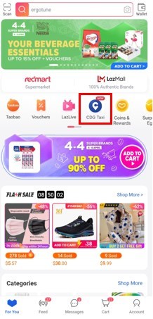 ComfortDelGro tile on Lazada homepage