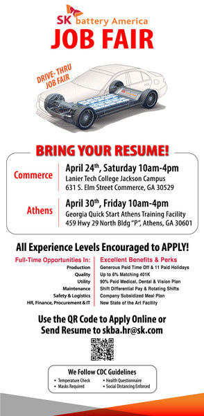 Recruitment advertisement conducted by SK Battery America, where two battery plants are under construction in Georgia, U.S.