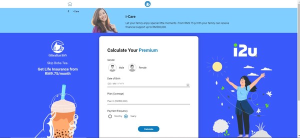 Screenshot of i-Care page on i2u
