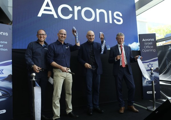 From left to right: Noam Herold, Acronis VP of Security & Research Services, Shachar Rabbe, Acronis CFO, Serguei Beloussov, Acronis founder & CEO, and Ambassador Jean-Daniel Ruch, Swiss Ambassador to Israel