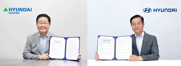 Saehoon Kim, Head of Hyundai Motor Group Fuel Cell Center (Right) and Seok Cho, President and CEO of Hyundai Electric signed a Memorandum of Understanding between the two organizations.