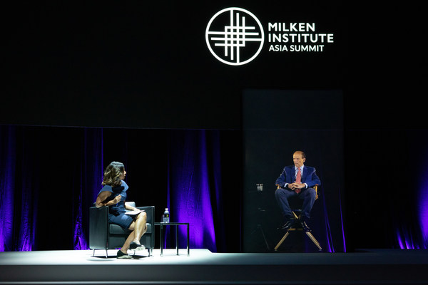 A new frontier for event convenings: The 2020 Asia Summit hosted at the Marina Bay Sands Grand Ballroom featured a 4D holographic stage and cinematic projectors, allowing high profile speakers and participants to interact and join the event from any part of the world. (Fireside chat with Michael Milken, chairman of the Milken Institute, via hologram) A new frontier for event convenings: The 2020 Asia Summit hosted at the Marina Bay Sands Grand Ballroom featured a 4D holographic stage and cinematic projectors, allowing high profile speakers and participants to interact and join the event from any part of the world. (Fireside chat with Michael Milken, chairman of the Milken Institute, via hologram)