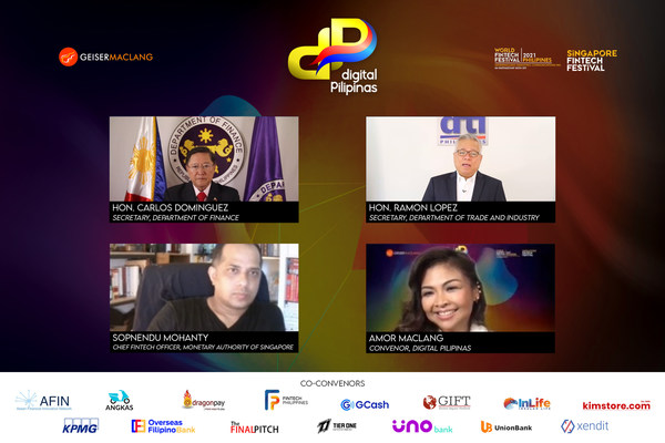 (LClockwise) DOF Secretary Carlos Dominguez, DTI Secretary Ramon Lopez, Monetary Authority of Singapore (MAS) Chief FinTech Officer Sopnendu Mohanty, and GeiserMaclang Co-founder and Digital Pilipinas Convenor Amor Maclang (LClockwise) DOF Secretary Carlos Dominguez, DTI Secretary Ramon Lopez, Monetary Authority of Singapore (MAS) Chief FinTech Officer Sopnendu Mohanty, and GeiserMaclang Co-founder and Digital Pilipinas Convenor Amor Maclang