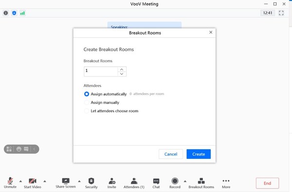 Breakout Rooms – To organize and compartmentalize specific teams among groups, VooV Meeting users can now create a number of breakout rooms in which they can assign participants automatically or manually, or let the participants choose their preferred rooms. Breakout Rooms – To organize and compartmentalize specific teams among groups, VooV Meeting users can now create a number of breakout rooms in which they can assign participants automatically or manually, or let the participants choose their preferred rooms.