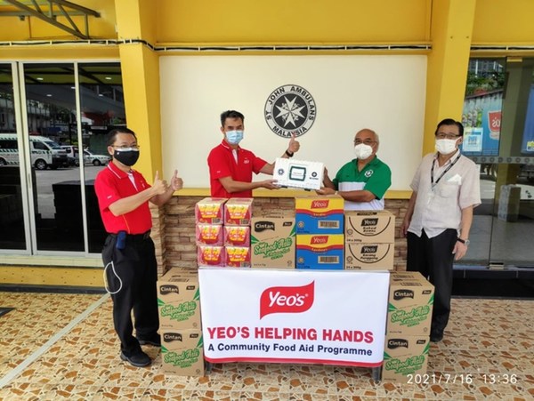 Yeo’s Food Aid distributed to communities across Malaysia with St John’s Ambulance vehicles.