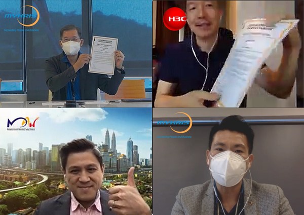 Chew Choo Soon, Group Managing Director of MyKRIS (top left); Rockies Ma, Country General Manager of H3C Malaysia (top right); Yap Lip Seng, Chief Executive Officer of MAH (bottom left); Mason Lee, Sales Director of MyKRIS (bottom right)