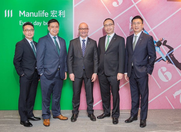 Manulife Hong Kong today announced its second quarter and first half 2021 financial results. Present at the media briefing were (from left to right): Raymond Ng, Head of Employee Benefits; Rockson Leung, Chief Financial Officer; Damien Green, Chief Executive Officer; Wilton Kee, Chief Product Officer and Head of Health; and Ivan Chan, Chief Agency Officer.