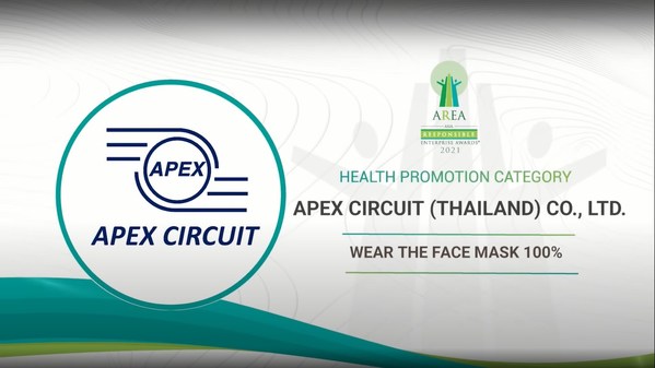 Apex Circuit (Thailand) Co., Ltd. awarded in the Health Promotion Category at Asia Responsible Enterprise Awards 2021