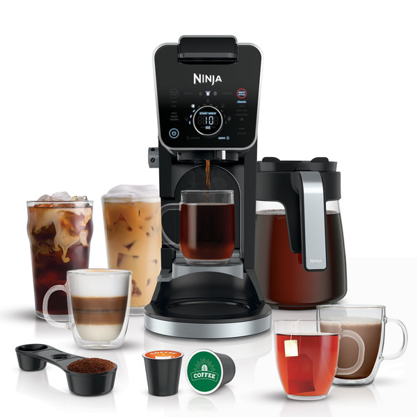The versatile Ninja® DualBrew Pro Specialty Coffee System now offers the choice of brewing grounds or pods. The versatile Ninja® DualBrew Pro Specialty Coffee System now offers the choice of brewing grounds or pods.