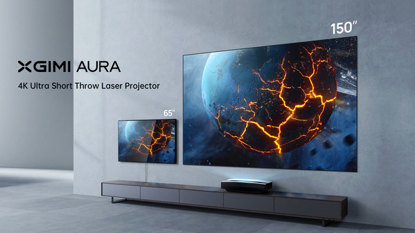 The new Aura projector displays images and videos in stunning 4K with ultra short-throw technology allowing for a screen to achieve a display size of a whopping 100 inches from just 8 inches away