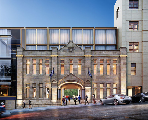 Façade rendering of The Tasman, a Luxury Collection Hotel, Hobart Façade rendering of The Tasman, a Luxury Collection Hotel, Hobart