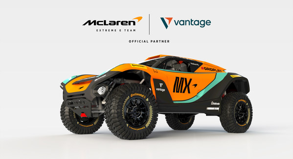 Vantage is an Officer Partner of McLaren Extreme E (MX) team, with its branding featured on the chassis side and roof of the race car. Vantage is an Officer Partner of McLaren Extreme E (MX) team, with its branding featured on the chassis side and roof of the race car.