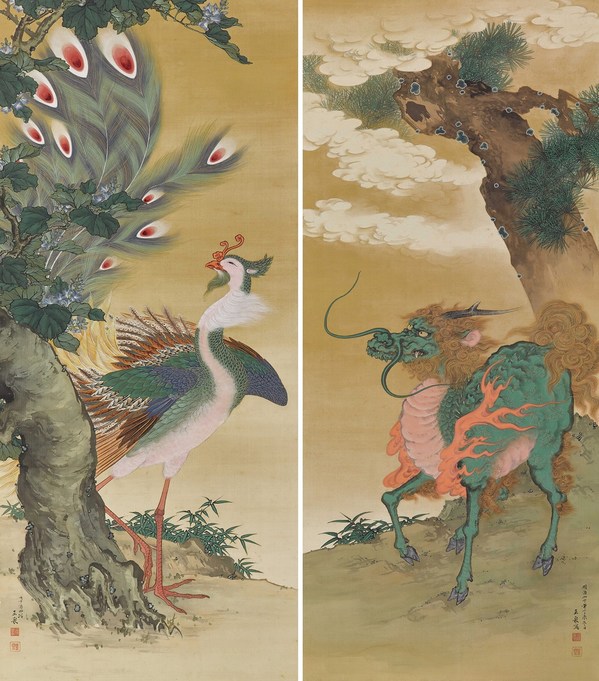 Mochizuki Gyokusen, Kylin and Phoenix, 1907 Kyoto City Museum of Art Mochizuki Gyokusen, Kylin and Phoenix, 1907 Kyoto City Museum of Art
