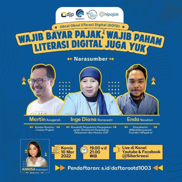 The Indonesia’s Ministry of Communications and Informatics and Siberkreasi Invite Netizens to Pay Tax Using Digital App The Indonesia’s Ministry of Communications and Informatics and Siberkreasi Invite Netizens to Pay Tax Using Digital App