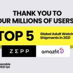 ZEPP HEALTH RANKED TOP FIVE IN GLOBAL SMARTWATCH SHIPMENTS IN 2021