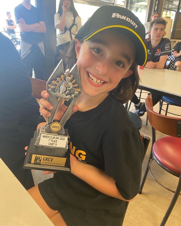 Ava Stefanovic with 1t place trophy