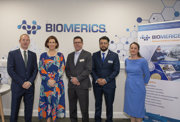 Pictured at Biomerics announcement of forty (40) job in Galway were: Michael Lohan, Global head of Life Sciences IDA Ireland, MInister of State Hildegarde Naughton, Todd McFarland, President, Texas Facility, Biomerics, Jhovanny Ortega, Director, Balloon Centre of Excellence, Galway, Rachel Shelly, Head of Medical Technologies, IDA Ireland. Photo : Murtography