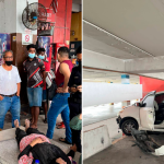 Myvi crashes into parking wall, woman injured by falling debris