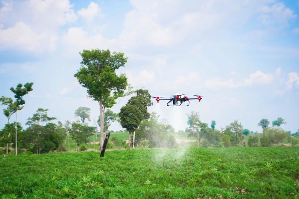 XAG Agricultural Drone conducts aerial spraying to boost cassava productivity in Cambodia
