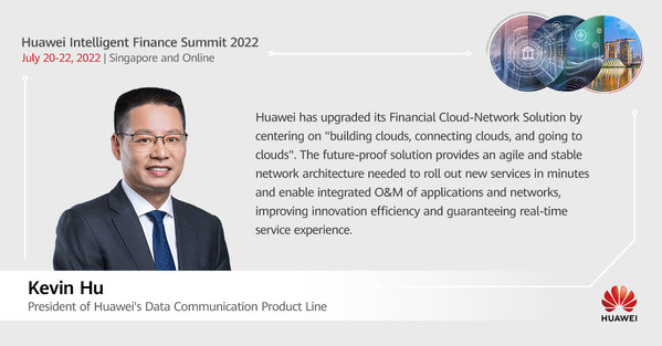 Kevin Hu, President of Huawei's Data Communication Product Line, delivers a keynote speech