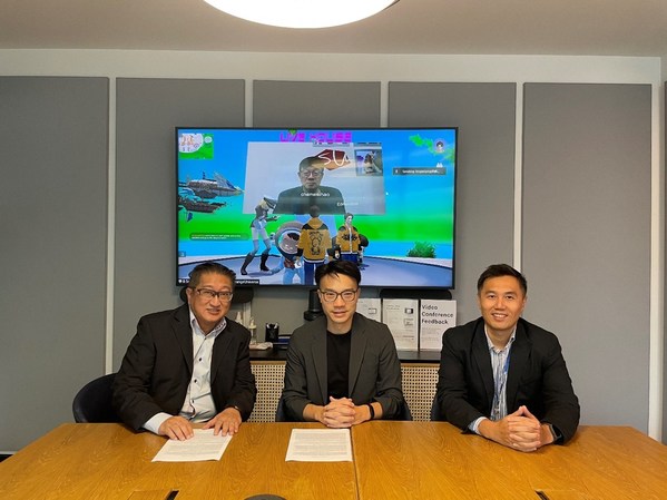 Krittee Manoleehagul, Vice President of Tencent Cloud International for Southeast Asia (middle), Edmund Ooi, Chief Executive Officer at Strange Universe Technology (on the screen), Kenneth Siow, Regional Director for Southeast Asia and General Manager of Singapore, Malaysia, and Indonesia, Tencent Cloud International (right) and Steven Seet, Chief Operating Officer at Strange Universe Technology (left) signed a Memorandum of Understanding to explore opportunities in co-creating virtual world experience. Krittee Manoleehagul, Vice President of Tencent Cloud International for Southeast Asia (middle), Edmund Ooi, Chief Executive Officer at Strange Universe Technology (on the screen), Kenneth Siow, Regional Director for Southeast Asia and General Manager of Singapore, Malaysia, and Indonesia, Tencent Cloud International (right) and Steven Seet, Chief Operating Officer at Strange Universe Technology (left) signed a Memorandum of Understanding to explore opportunities in co-creating virtual world experience.