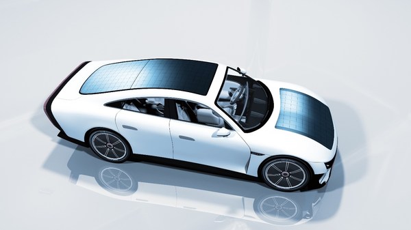 Figure 2: Artist’s impression of Cu2O-Si tandem solar cells installed in an EV