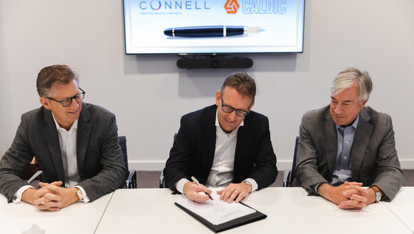 Pictured from left to right as they sign a definitive agreement to form a partnership between Connell and Caldic are: John Buckley, President and CEO of Wilbur-Ellis, Ronald Ayles, Managing Partner for Advent International (owner of Caldic), and John Thacher, Executive Chairman of Wilbur-Ellis. Pictured from left to right as they sign a definitive agreement to form a partnership between Connell and Caldic are: John Buckley, President and CEO of Wilbur-Ellis, Ronald Ayles, Managing Partner for Advent International (owner of Caldic), and John Thacher, Executive Chairman of Wilbur-Ellis.