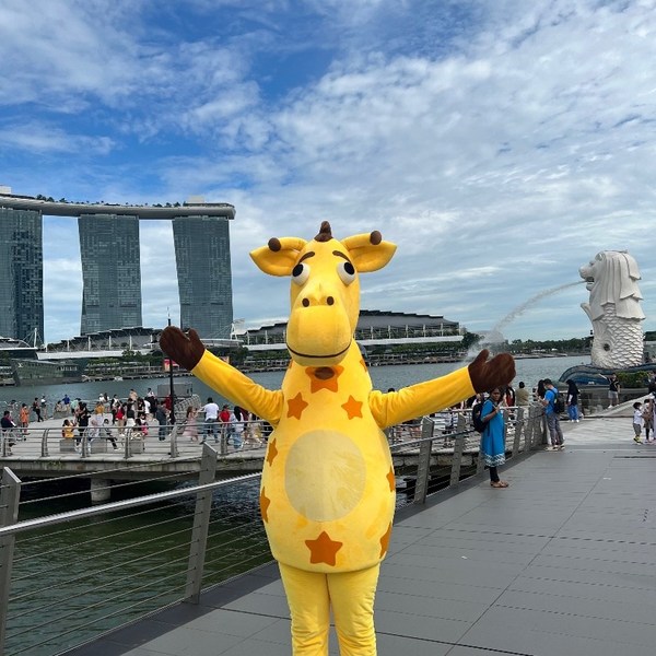 Geoffrey enjoys a tour of the iconic Merlion Park in Singapore, hosted by a local child ambassador, on October 10, 2022. Geoffrey enjoys a tour of the iconic Merlion Park in Singapore, hosted by a local child ambassador, on October 10, 2022.