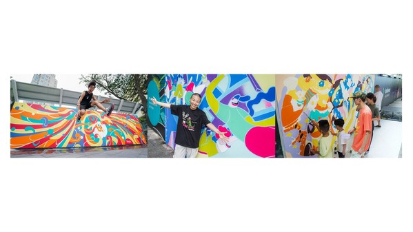 The mural paintings by Tobyato, Aeropalmics, and Tell Your Children (Credit: Lendlease)