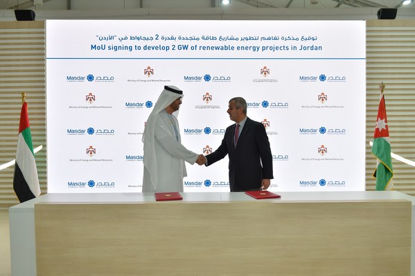 Masdar, Jordan’s Ministry of Energy and Mineral Resources to explore development of 2 GW renewable energy projects