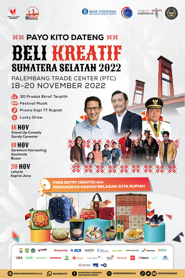 The Ministry of Tourism and Creative Economy of Indonesia Invites the Community to Support MSMEs through Beli Kreatif Sumatera Selatan (BKSS) at the 11.11 Festival