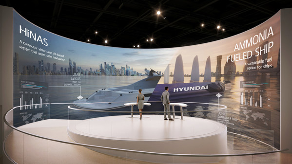 A bird's eye view of Hyundai Heavy Industries Group's booth at CES 2023