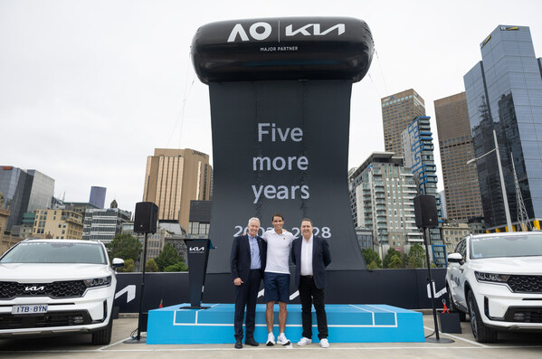 Craig Tilley, Australian Open Tournament Director / Rafael Nadal, Tennis Player / Damien Meredith, COO of Kia Australia