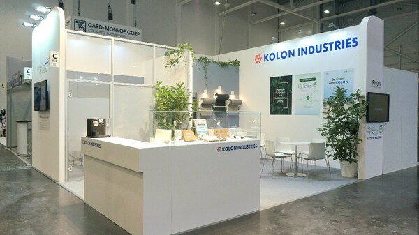 Kolon Industries' exhibition booth in DOMOTEX Hannover, 2023