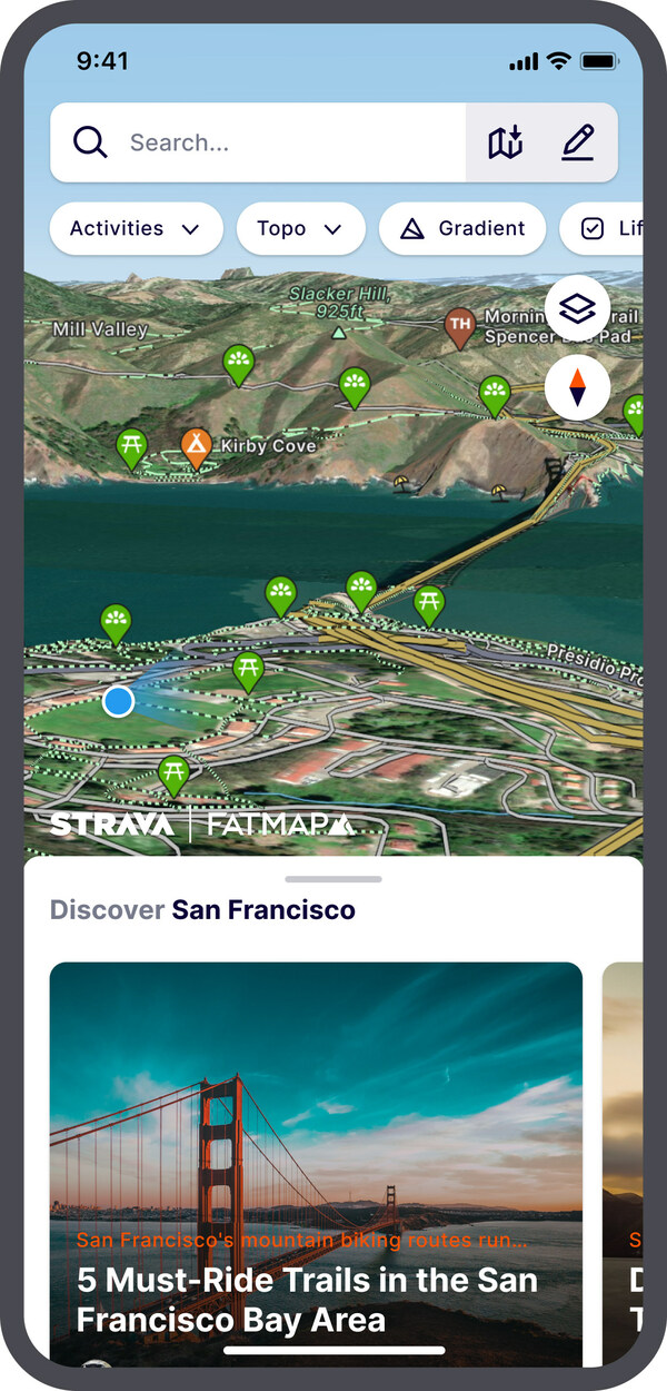 Visualization of possible future product integration for FATMAP within Strava.