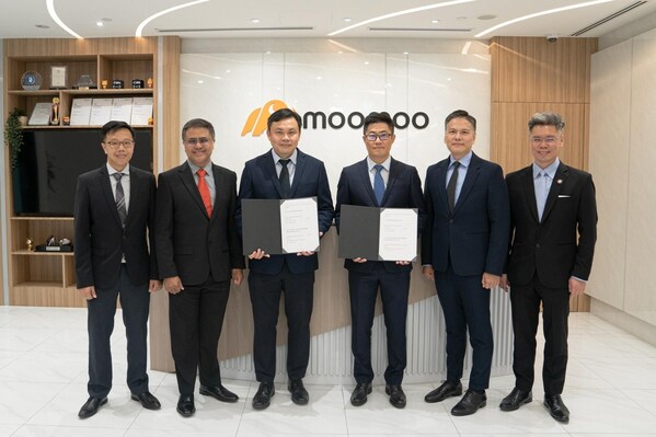 In honour of the occasion, representatives from both parties witnesses the kick-off of this partnership include: (from left) Mr. Adrian Ho, Group Financial Controller of iWOW; Mr. Ashokan Ramakrishnan CMO of iWOW; Mr. Raymond Bo, CEO and Executive Director of iWOW; Mr. Robin Xu, Senior Partner and SVP of Futu Holdings Limited; Mr. Ivan Mok, CEO of moomoo SG, and Mr. Gavin Chia, Managing Director of moomoo SG. In honour of the occasion, representatives from both parties witnesses the kick-off of this partnership include: (from left) Mr. Adrian Ho, Group Financial Controller of iWOW; Mr. Ashokan Ramakrishnan CMO of iWOW; Mr. Raymond Bo, CEO and Executive Director of iWOW; Mr. Robin Xu, Senior Partner and SVP of Futu Holdings Limited; Mr. Ivan Mok, CEO of moomoo SG, and Mr. Gavin Chia, Managing Director of moomoo SG.