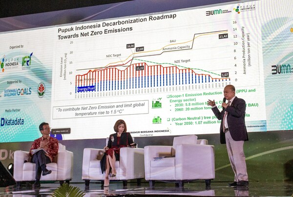 Jakarta (30/03) President Director of Pupuk Indonesia Holding Company Bakir Pasaman (right) reaffirms his dedication in supporting the clean energy ecosystem by building stronger collaborations to reach Net Zero Emission goal in 2060. This commitment also aims to shape the company as a leading player in clean ammonia globally. Jakarta (30/03) President Director of Pupuk Indonesia Holding Company Bakir Pasaman (right) reaffirms his dedication in supporting the clean energy ecosystem by building stronger collaborations to reach Net Zero Emission goal in 2060. This commitment also aims to shape the company as a leading player in clean ammonia globally.